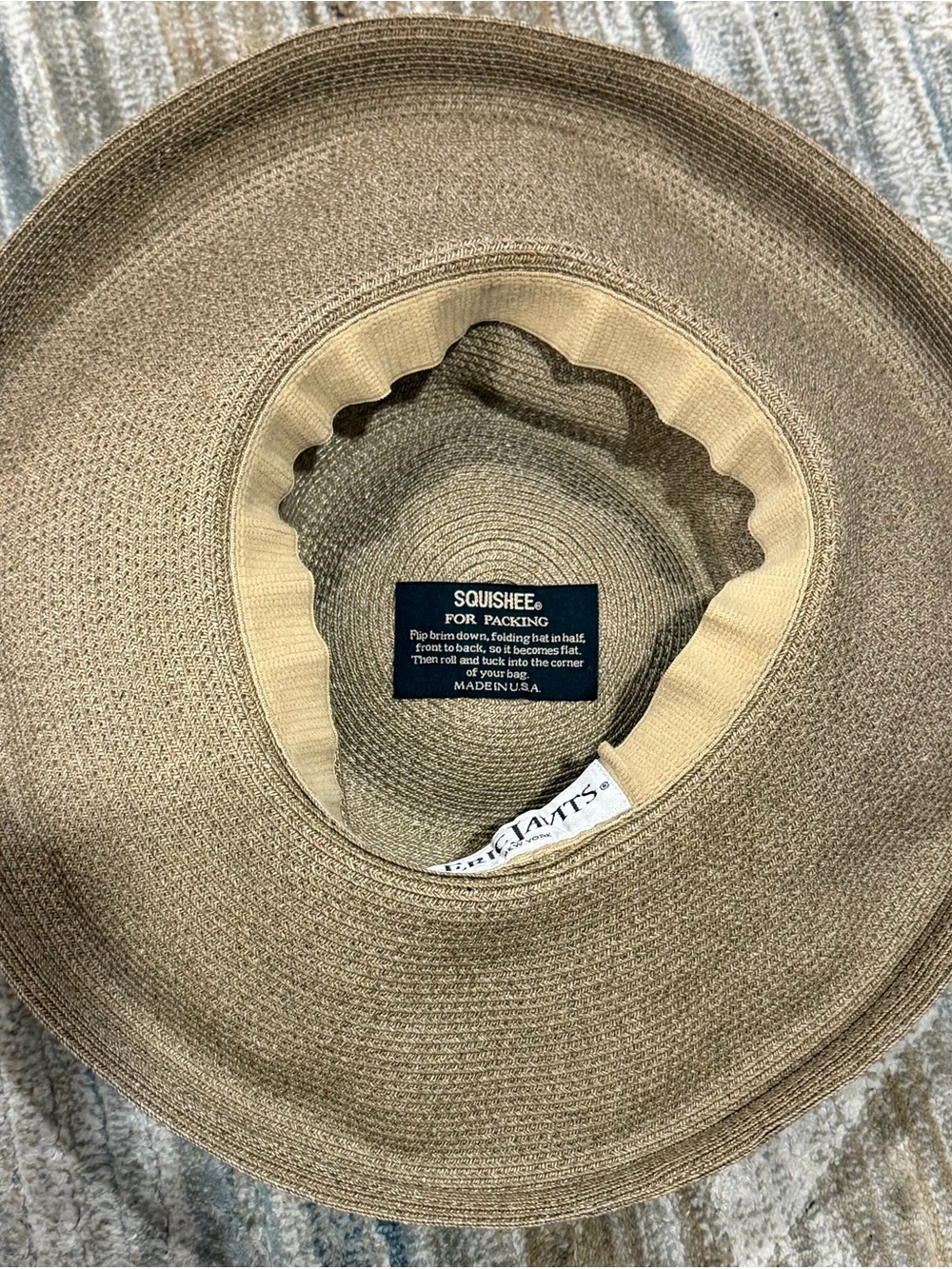 Eric Javits Wide-Brim Straw Sun Hat in Taupe-Beige - Picture 2 of 4